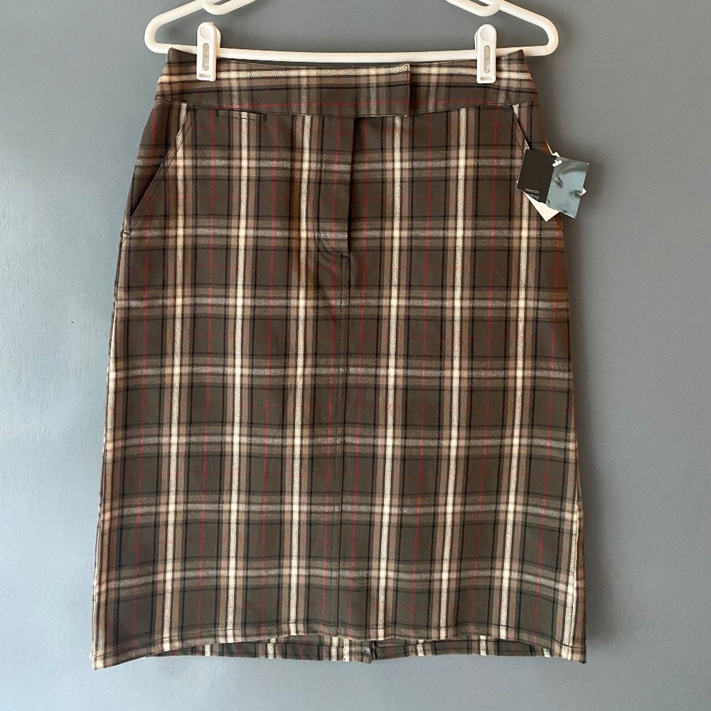 MARSH LANDING Women's 6 NWT Plaid Tartan Grunge 90s Pencil Skirt Secretary Retro